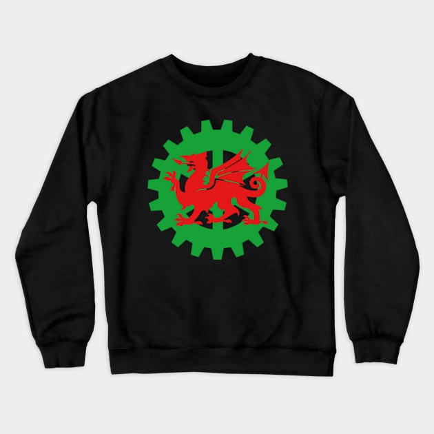 Steampunk Welsh Dragon Crewneck Sweatshirt by Celtic Morrigan